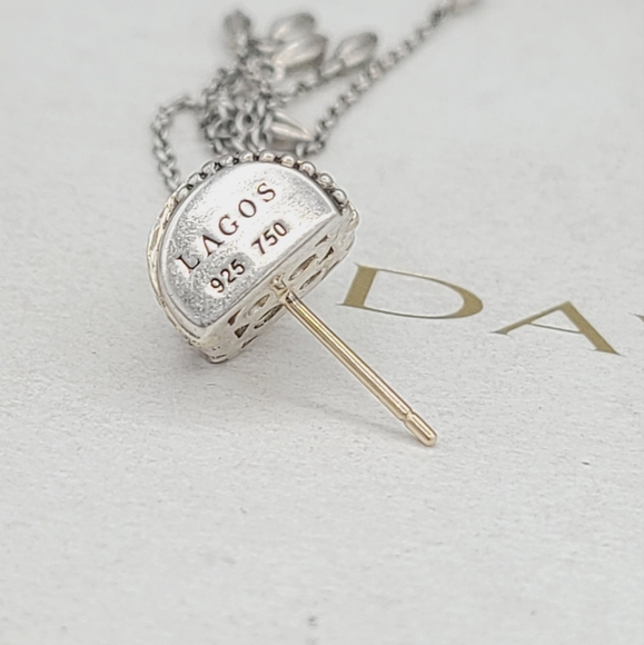 Lagos Caviar Dangle Drop Earrings With Diamond and Gold - Picture 2 of 2